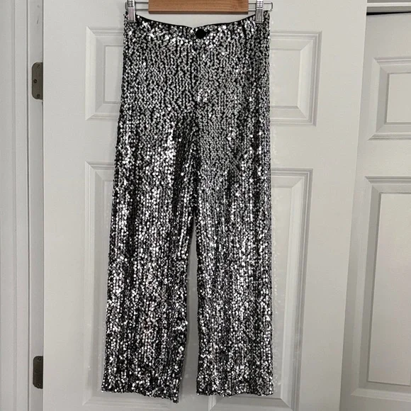 NWT Maeve by Anthropologie The Collette Cropped Wide Leg Sequin Pant Size 25 - Picture 3 of 17